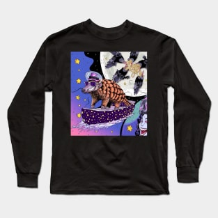 90's style pangolin riding boat in the skies Long Sleeve T-Shirt